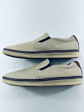 J & M Sheepskin Slip-On Perforated Casual Loafers in Beige /Brown Men’s Size:9 M